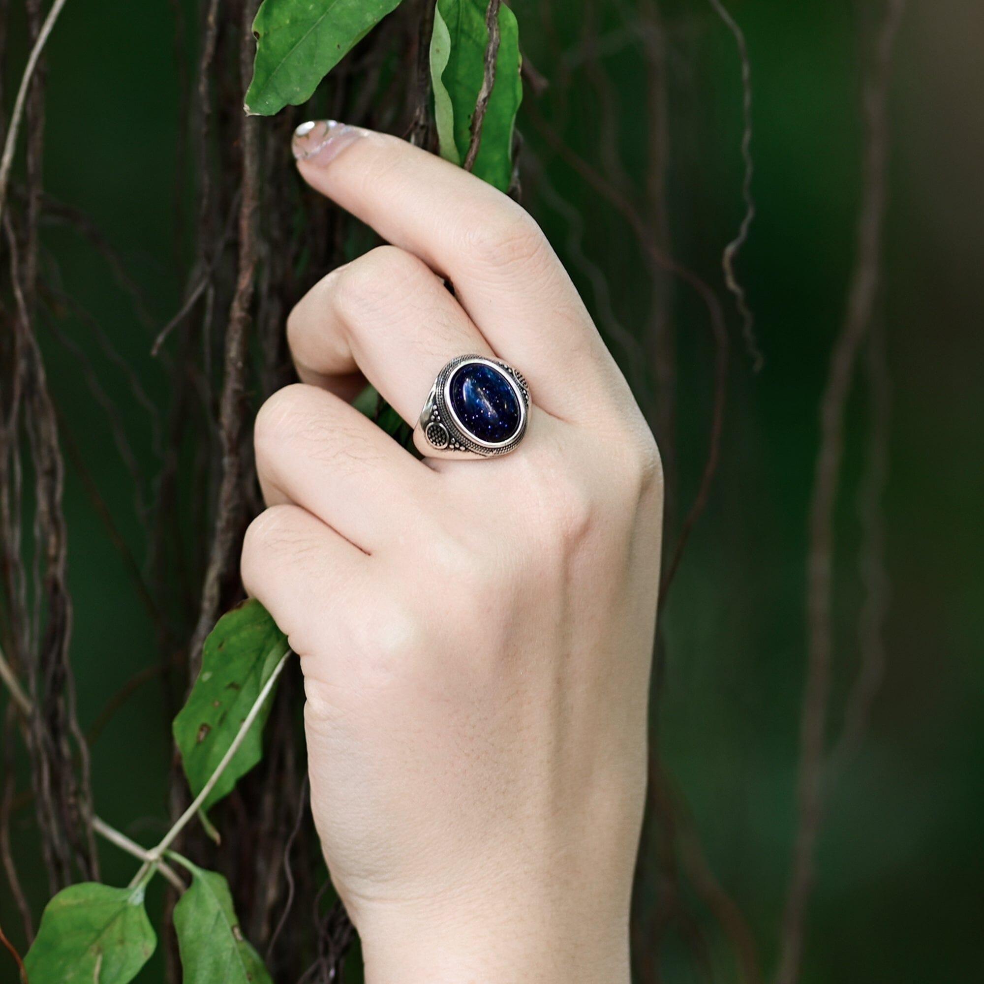 Vintage-Sternring "Maria" mit blauem Sandstein