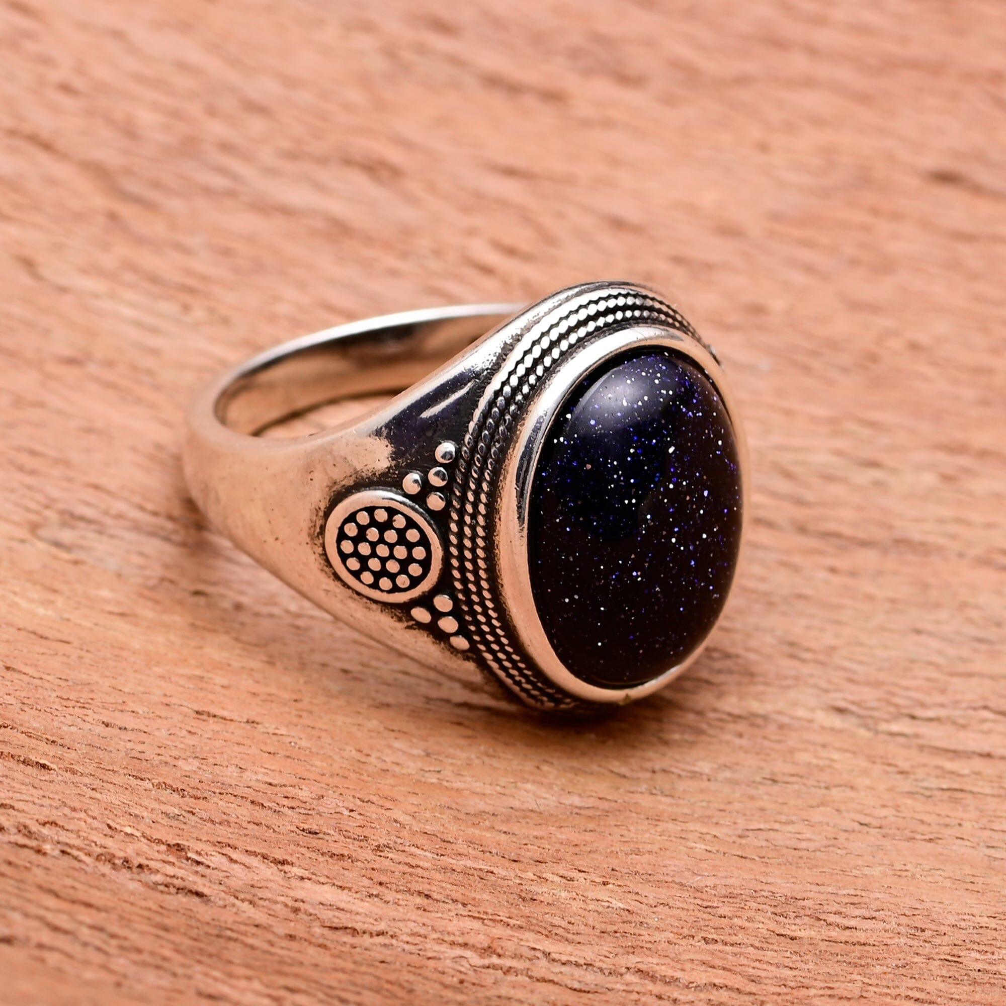 Vintage-Sternring "Maria" mit blauem Sandstein