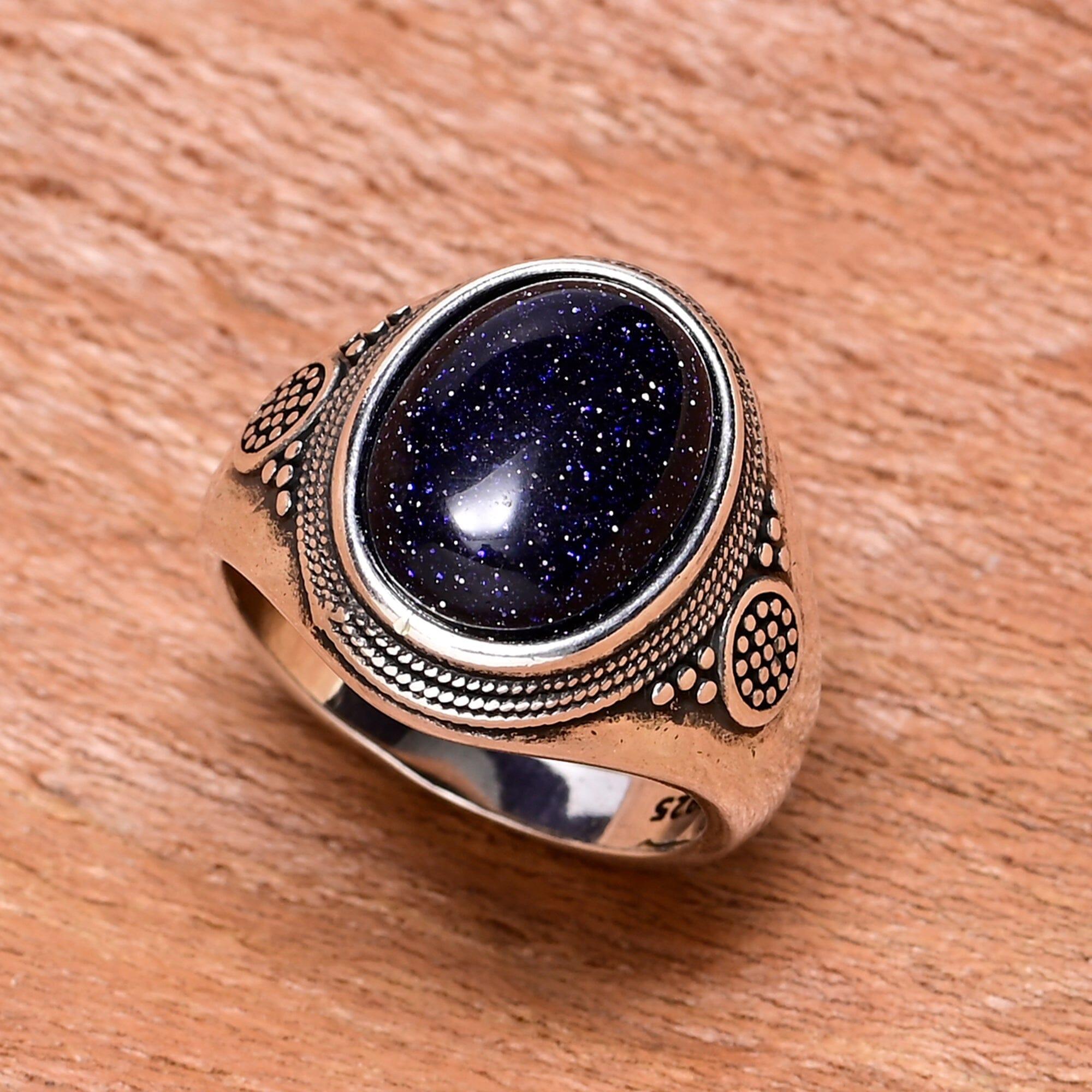 Vintage-Sternring "Maria" mit blauem Sandstein