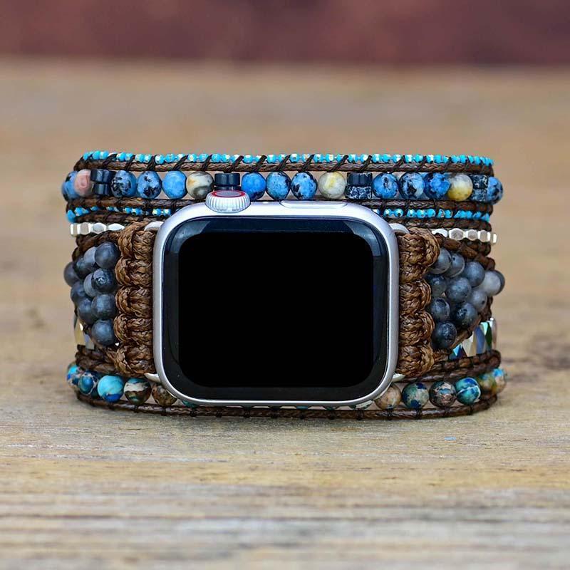 Apple Watch-Uhrenarmband aus blauem und grauem Edelstein