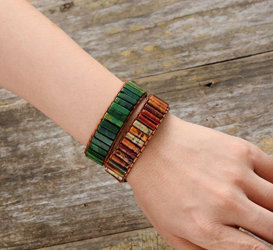 Rohr-Armband "Frieden Ist Möglich" aus Jaspis