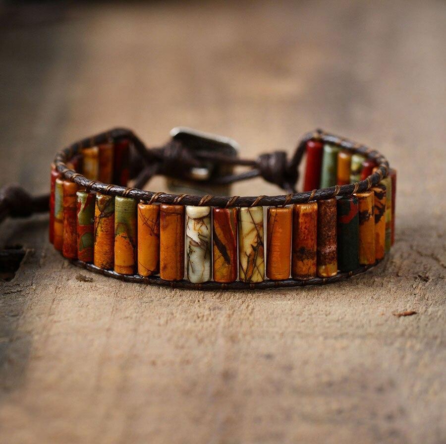 Rohr-Armband "Frieden Ist Möglich" aus Jaspis