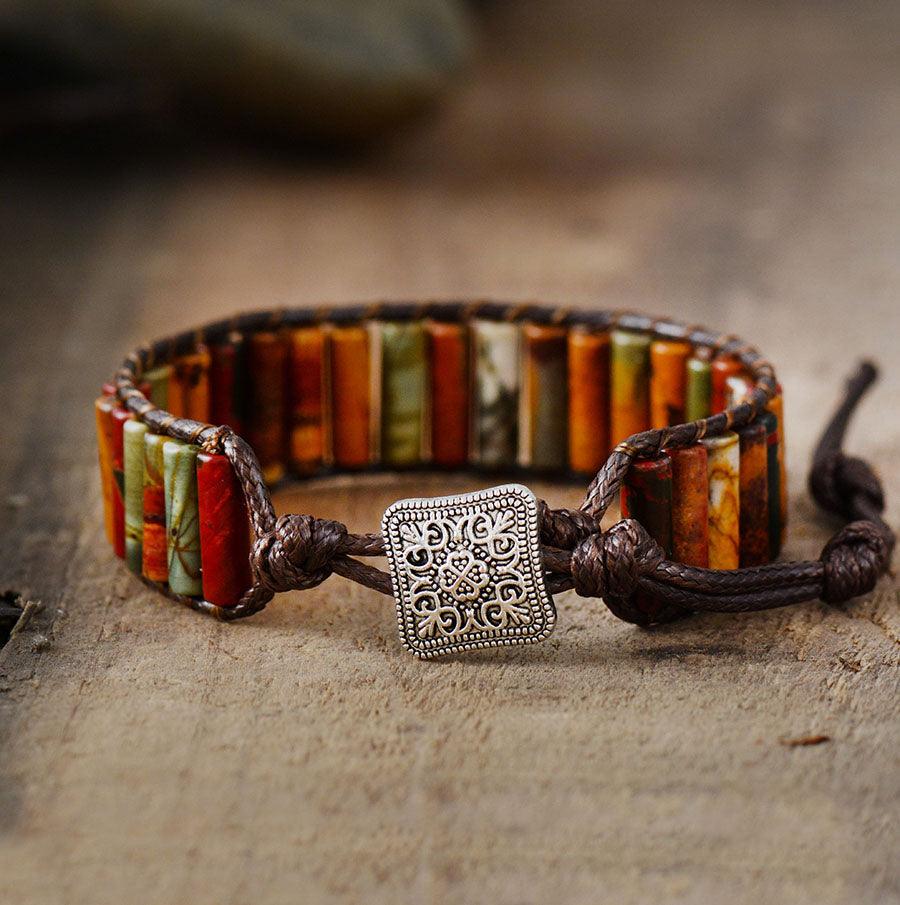 Rohr-Armband "Frieden Ist Möglich" aus Jaspis