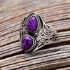 Rhea - Doppelt Tropfenförmiger Boho Chic Ring mit Amethysten