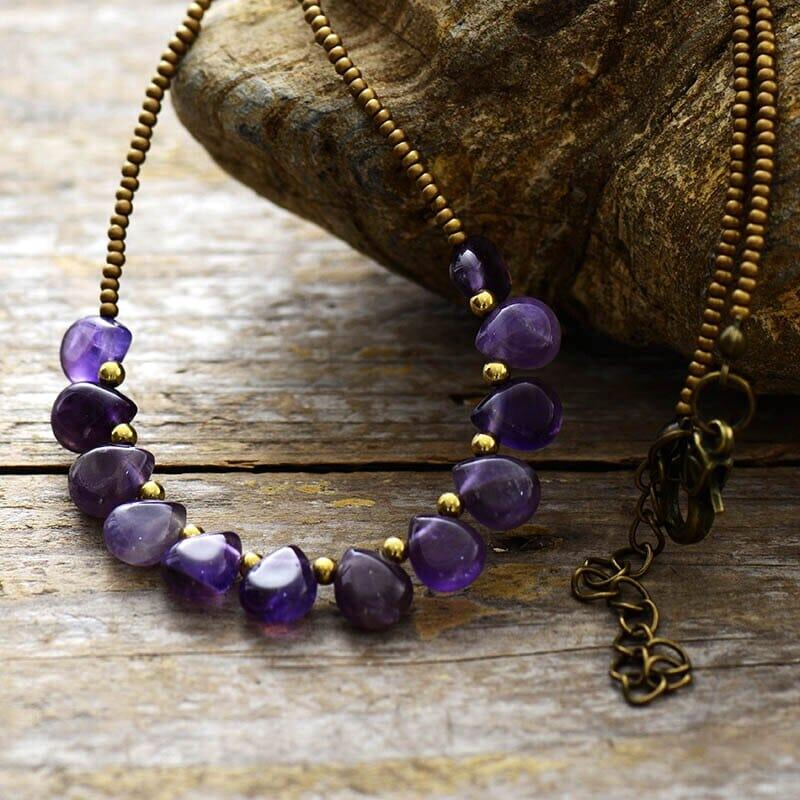 Halskette im Bohemian-Stil "Göttliche Schönheit" mit Amethyst und Türkis