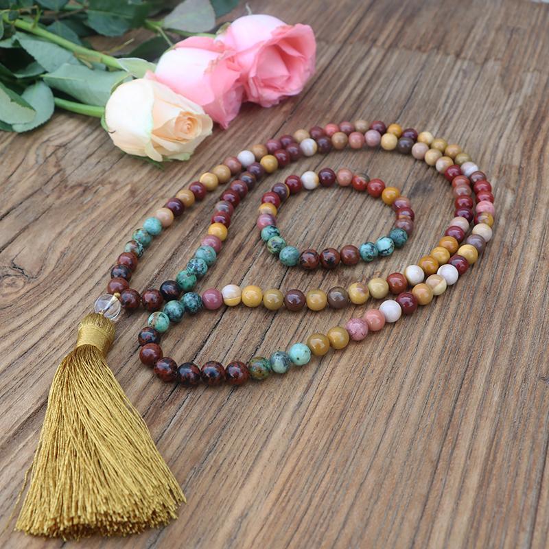 Mala + Armband Set für erdende Mookaite