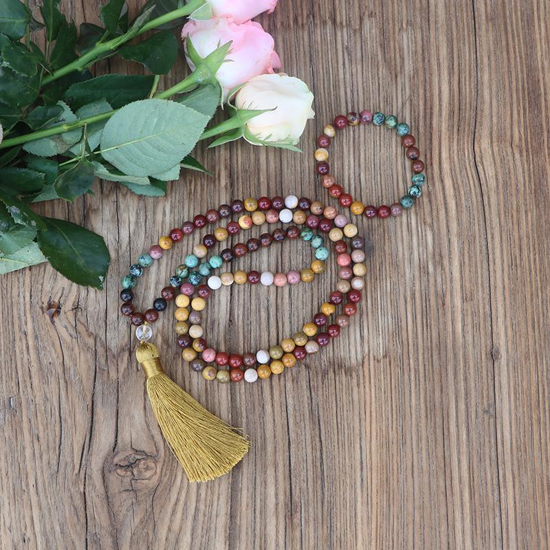 Mala + Armband Set für erdende Mookaite