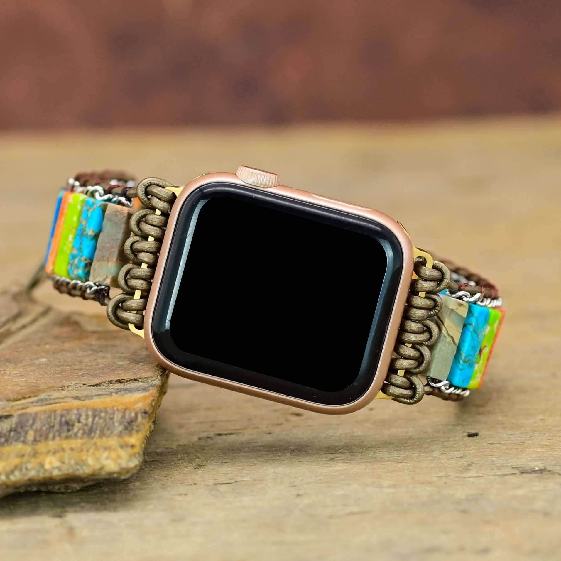 Apple Watch-Uhrenarmband “Energetisches” mit Kaiserlichem Jaspis & Howlite