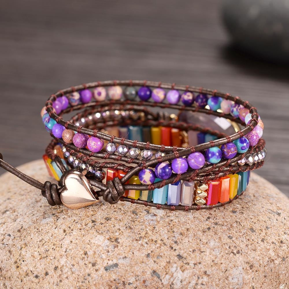 Wickelarmband "Amethyst-Regenbogen"