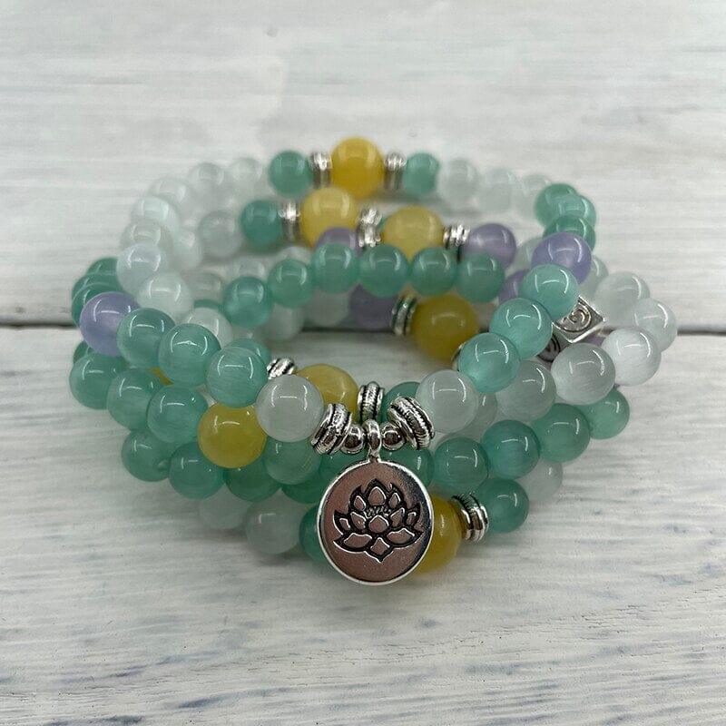 Mala Armband aus Opal und gelber Jade "Spirituelle Abundanz"