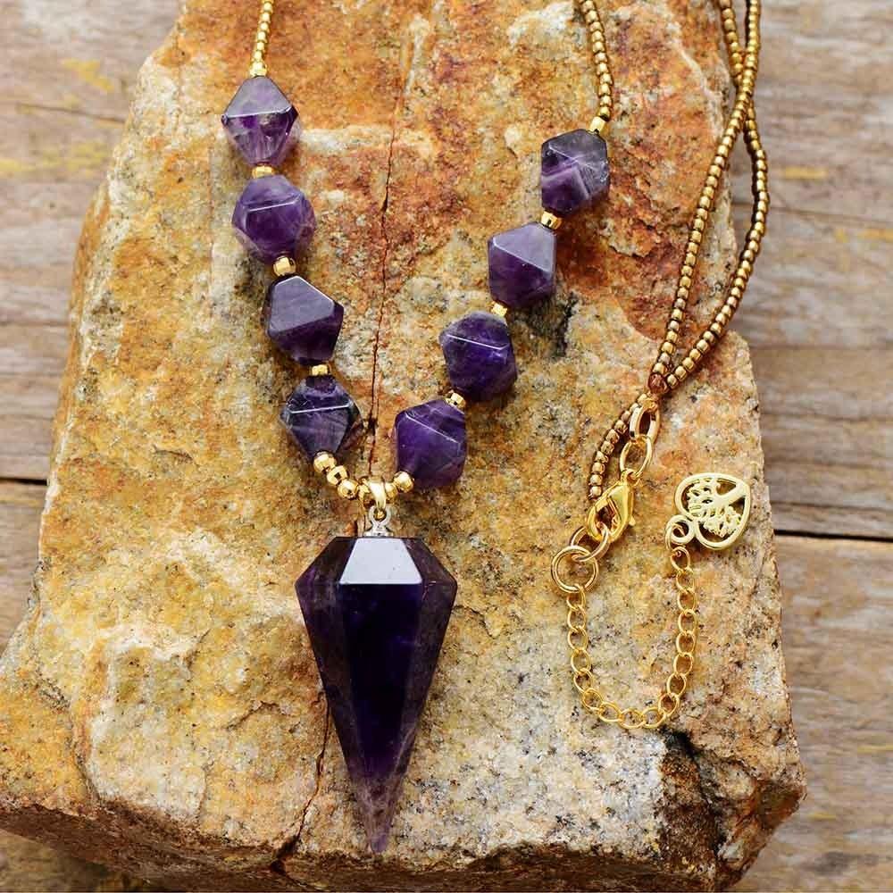 Amethyst & Rosenquarz Mala Halskette "Heilende Synergie"