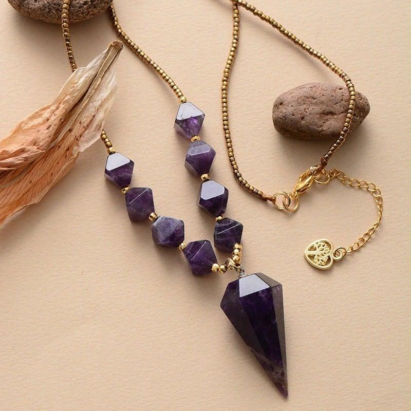 Amethyst & Rosenquarz Mala Halskette "Heilende Synergie"