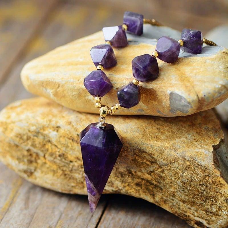 Amethyst & Rosenquarz Mala Halskette "Heilende Synergie"