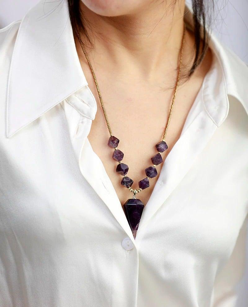 Amethyst & Rosenquarz Mala Halskette "Heilende Synergie"