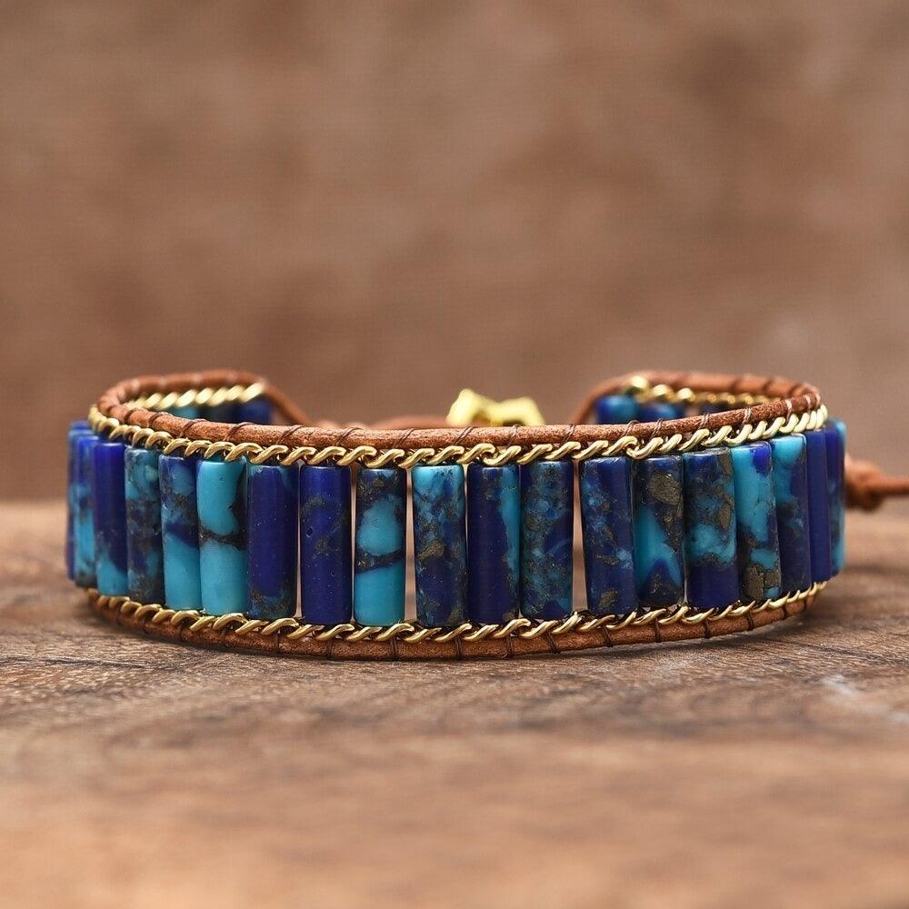 Wickelkette Armband "Ultramarine Luft" aus Kaiserlichem Jaspis