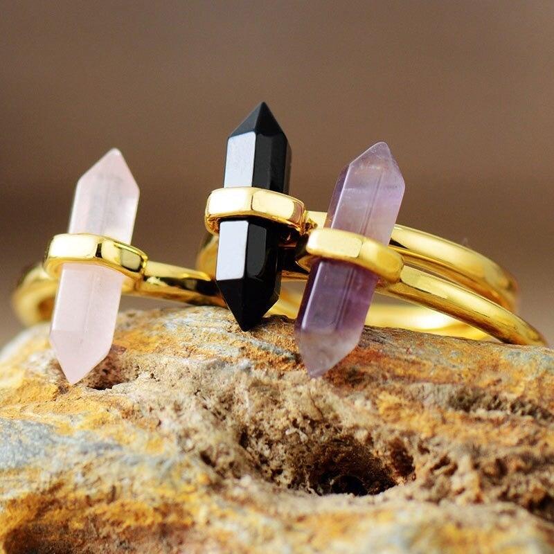 Rock Suave Ring mit Amethyst Onyx Rosenquarz