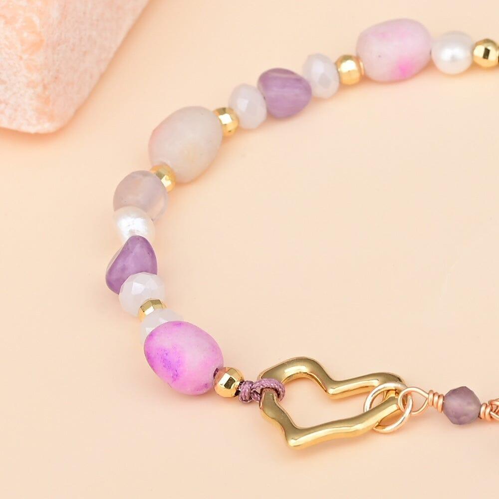 Liebesarmband "Bezaubernde Eleganz" mit Amethyst und rosa Opal