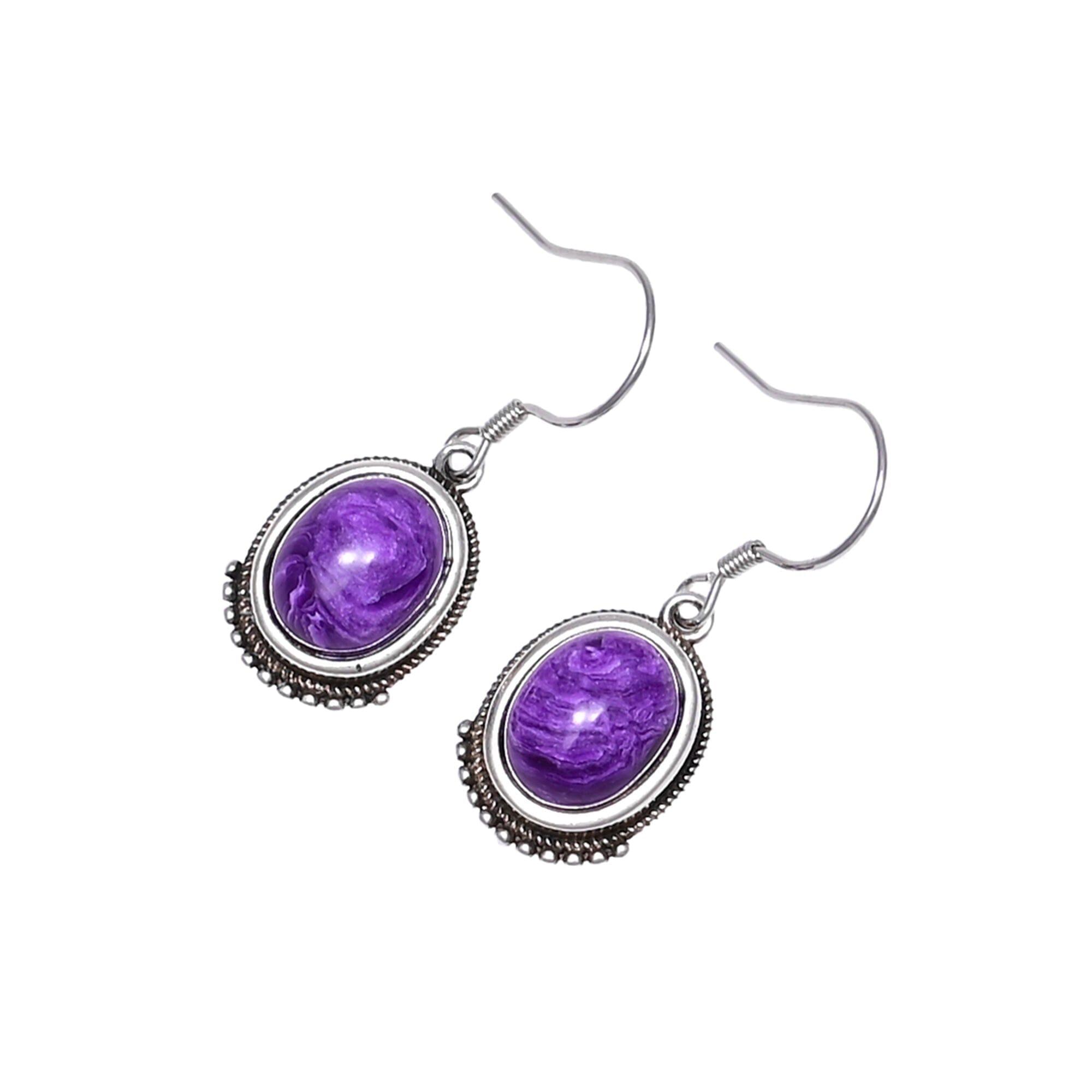 Lyssa - Vintage Eleganz Hakenohrringe mit Amethyst-Steinen