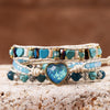 Leder-Opal-Wickelarmband in himmelblau und weiß