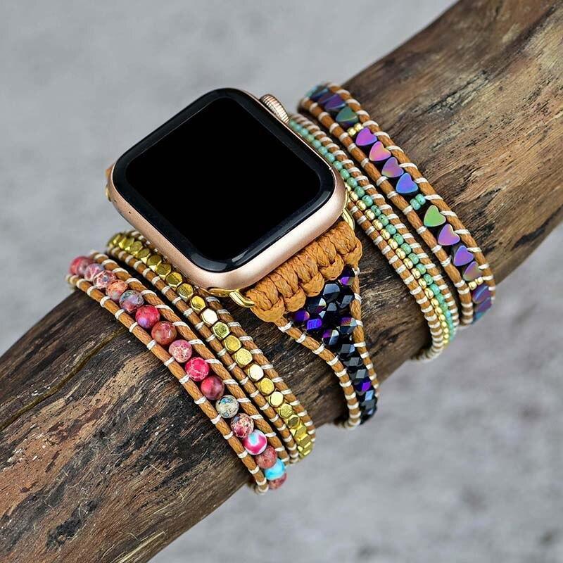 Apple Watch-Uhrenarmband "Irisierendes Herz" aus Edelstein