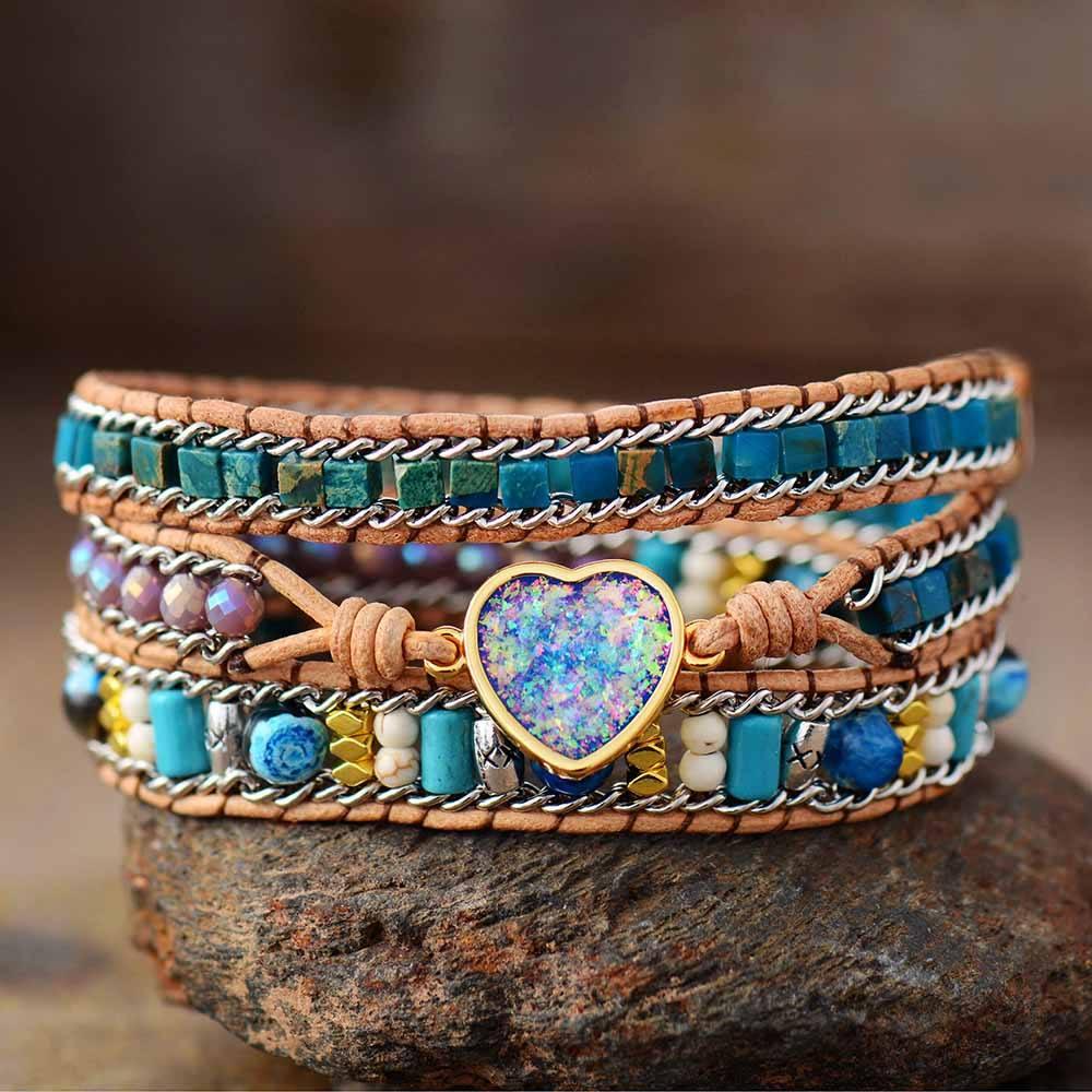 Wickelarmband "Zierlicher Herz-Opal"