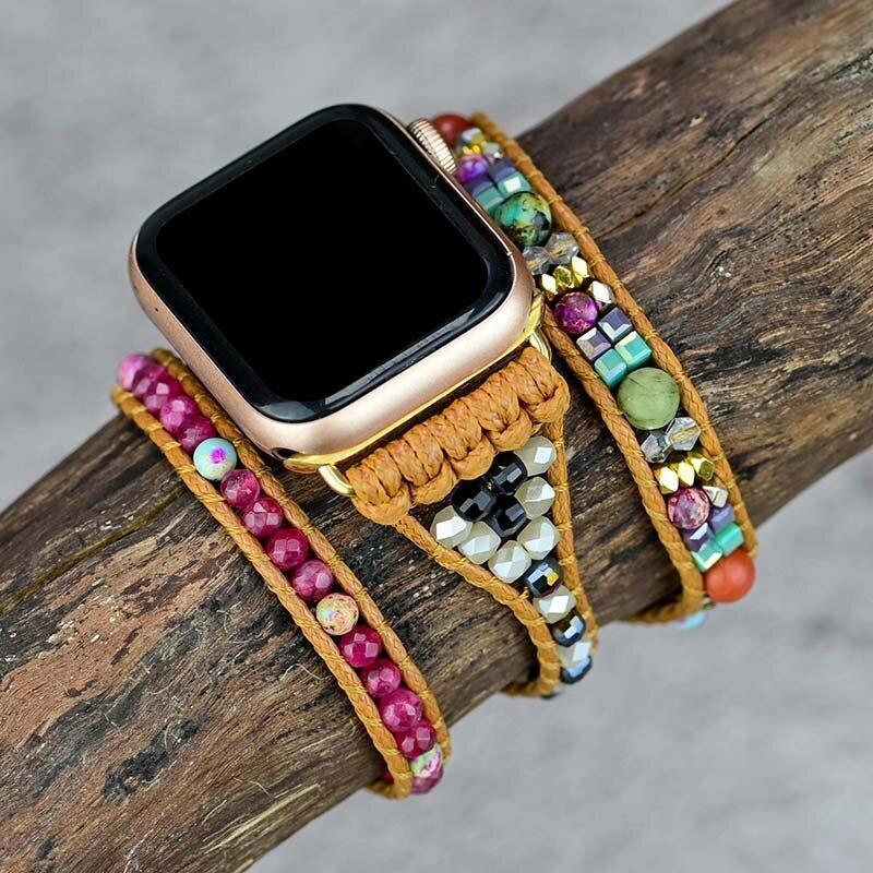 Apple Watch-Uhrenarmband "Verstreute Farben" mit Edelsteinen