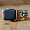 Blaues Jaspis Apple Watch-Uhrenarmband mit Antennenmuster