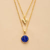 Goldbeschichtete Halskette mit Lapis und Rosenquartz "Pure Weisheit"