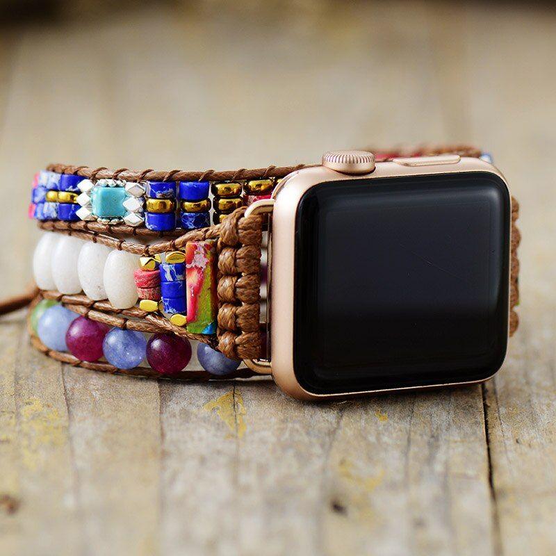 Apple Watch-Uhrenarmband "Edle Kraft" aus Onyx & Jaspis