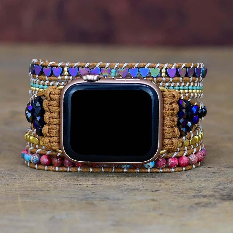 Apple Watch-Uhrenarmband "Irisierendes Herz" aus Edelstein