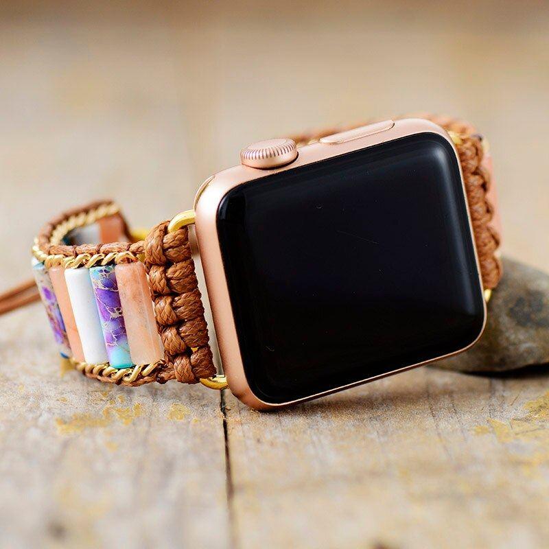 Apple Watch-Uhrenarmband "Positiv Charmant" aus Jaspis und Achat