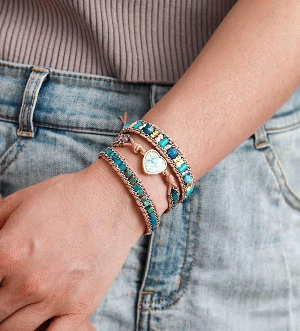 Wickelarmband "Zierlicher Herz-Opal"