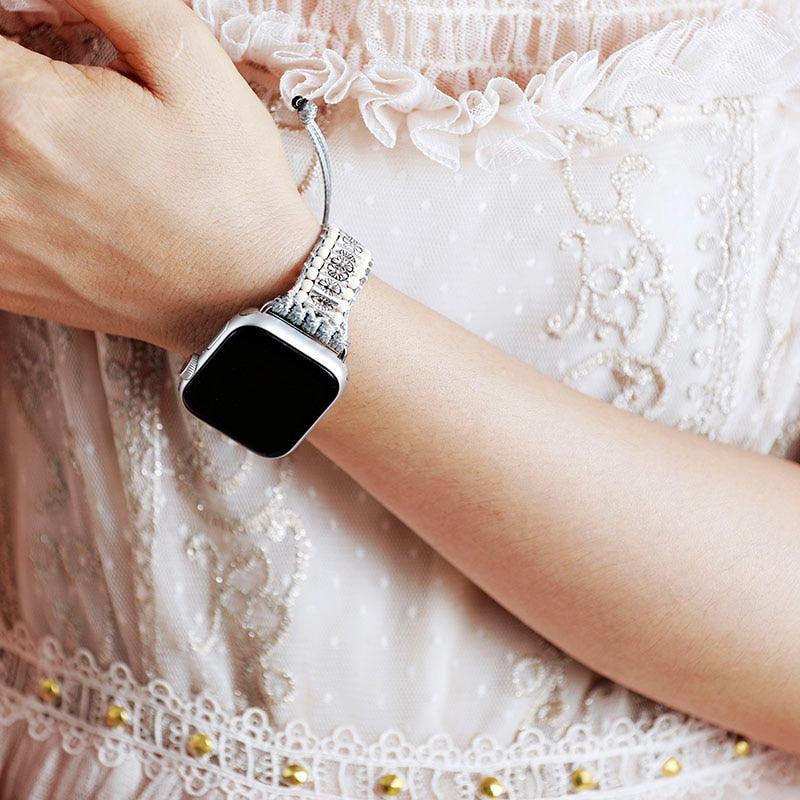 Apple Watch-Uhrenarmband "Stimmungserhebend" mit Howlith & Türkis