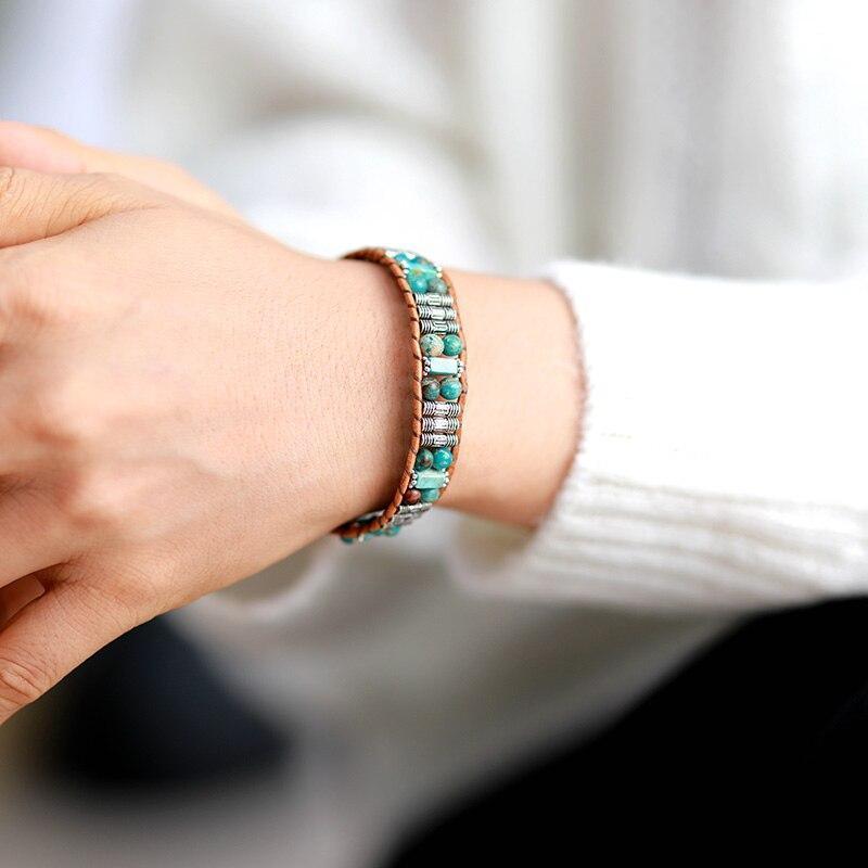 Jaspis-Perlen Manschette Röhrenarmband "Spur Des Lebens"