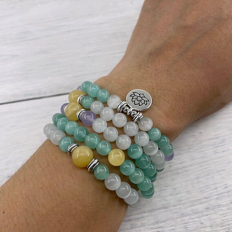 Mala Armband aus Opal und gelber Jade "Spirituelle Abundanz"