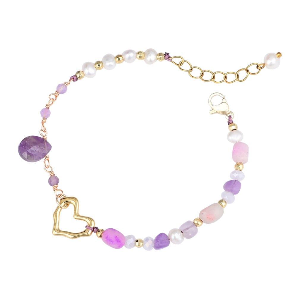 Liebesarmband "Bezaubernde Eleganz" mit Amethyst und rosa Opal