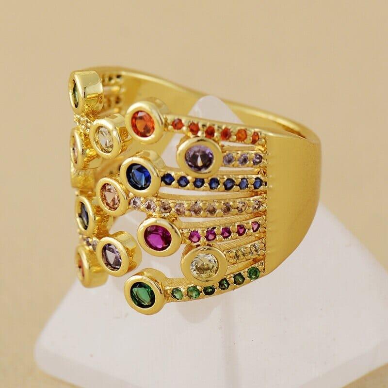 Cocktail Ring "Luxe Chakra Angleichung" aus Edelsteinen