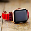 Apple-Uhrenarmband "Stilvoll" in Rot und Kaffeesilber