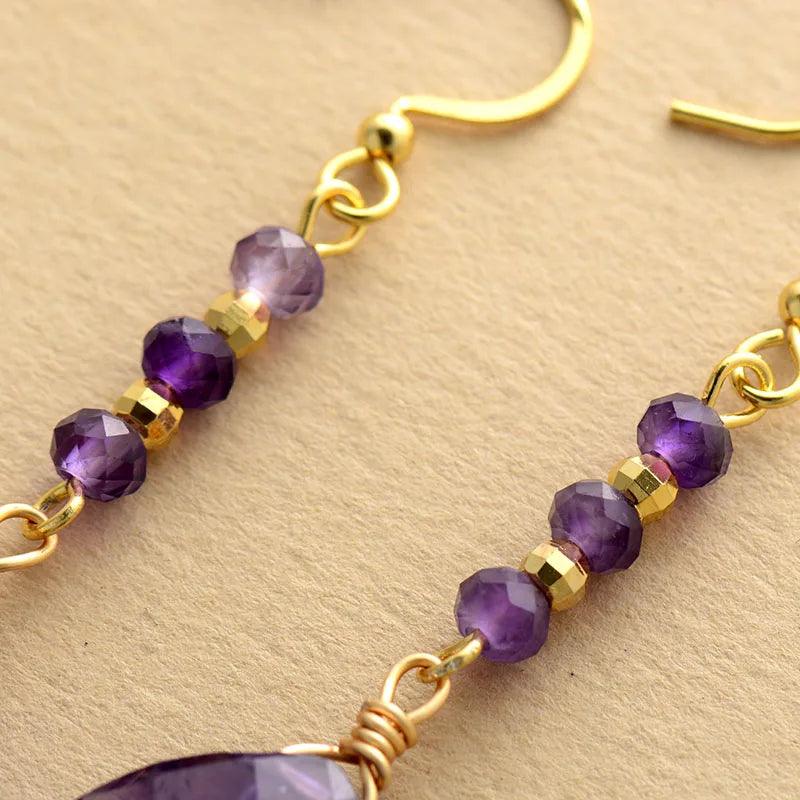 Ohrringe mit Amethyst und Rhodonit "Enigmatische Schönheit"